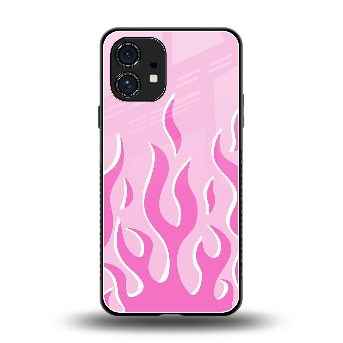 Y2K Retro Pink Flames back phone cover | glass case for nothing phone 1