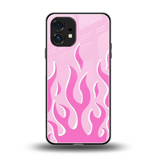 Y2K Retro Pink Flames back phone cover | glass case for nothing phone 1