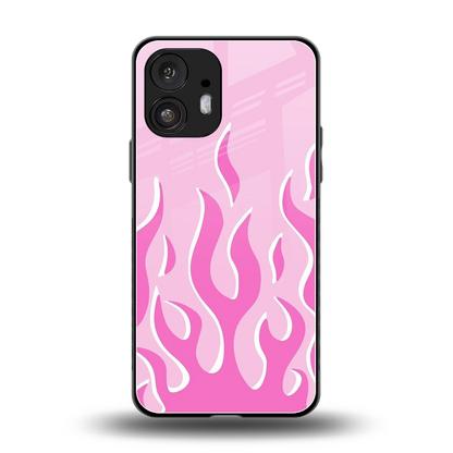 Y2K Retro Pink Flames back phone cover | glass case for nothing phone 2