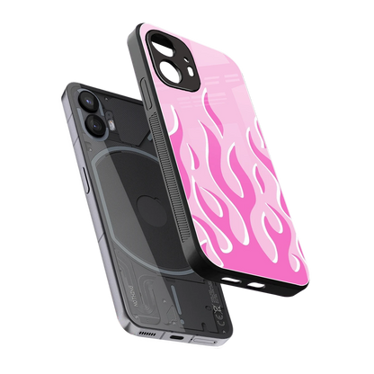 Y2K Retro Pink Flames sleek nothing phone 2 cover with tempered glass back and TPU edges