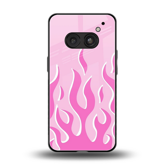 Y2K Retro Pink Flames back phone cover | glass case for nothing phone 2a plus