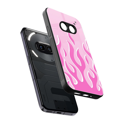 Y2K Retro Pink Flames sleek nothing phone 2a plus cover with tempered glass back and TPU edges