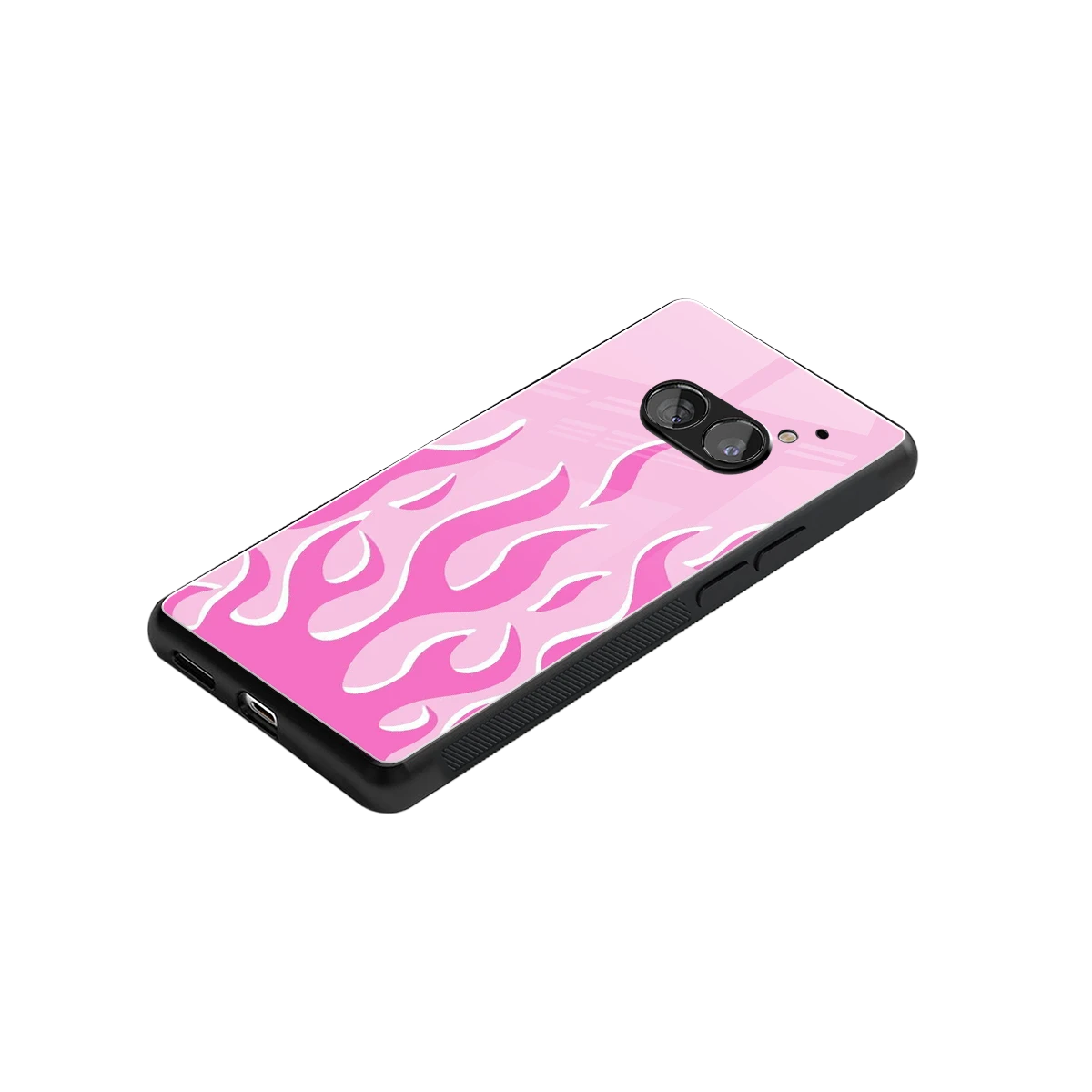 Y2K Retro Pink Flames stylish phone case for nothing phone 2a plus | glossy glass and slim fit