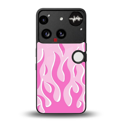 Y2K Retro Pink Flames back phone cover | glass case for nothing phone 3