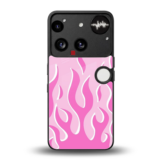 Y2K Retro Pink Flames back phone cover | glass case for nothing phone 3