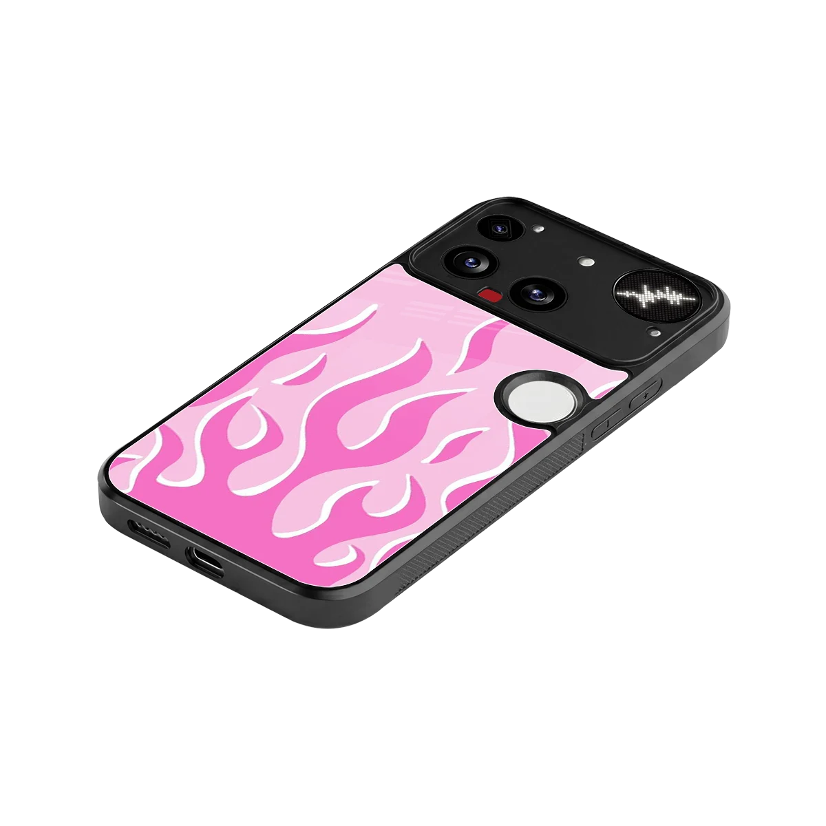 Y2K Retro Pink Flames stylish phone case for nothing phone 3 | glossy glass and slim fit