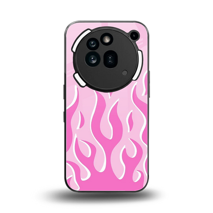 Y2K Retro Pink Flames back phone cover | glass case for nothing phone 3a pro