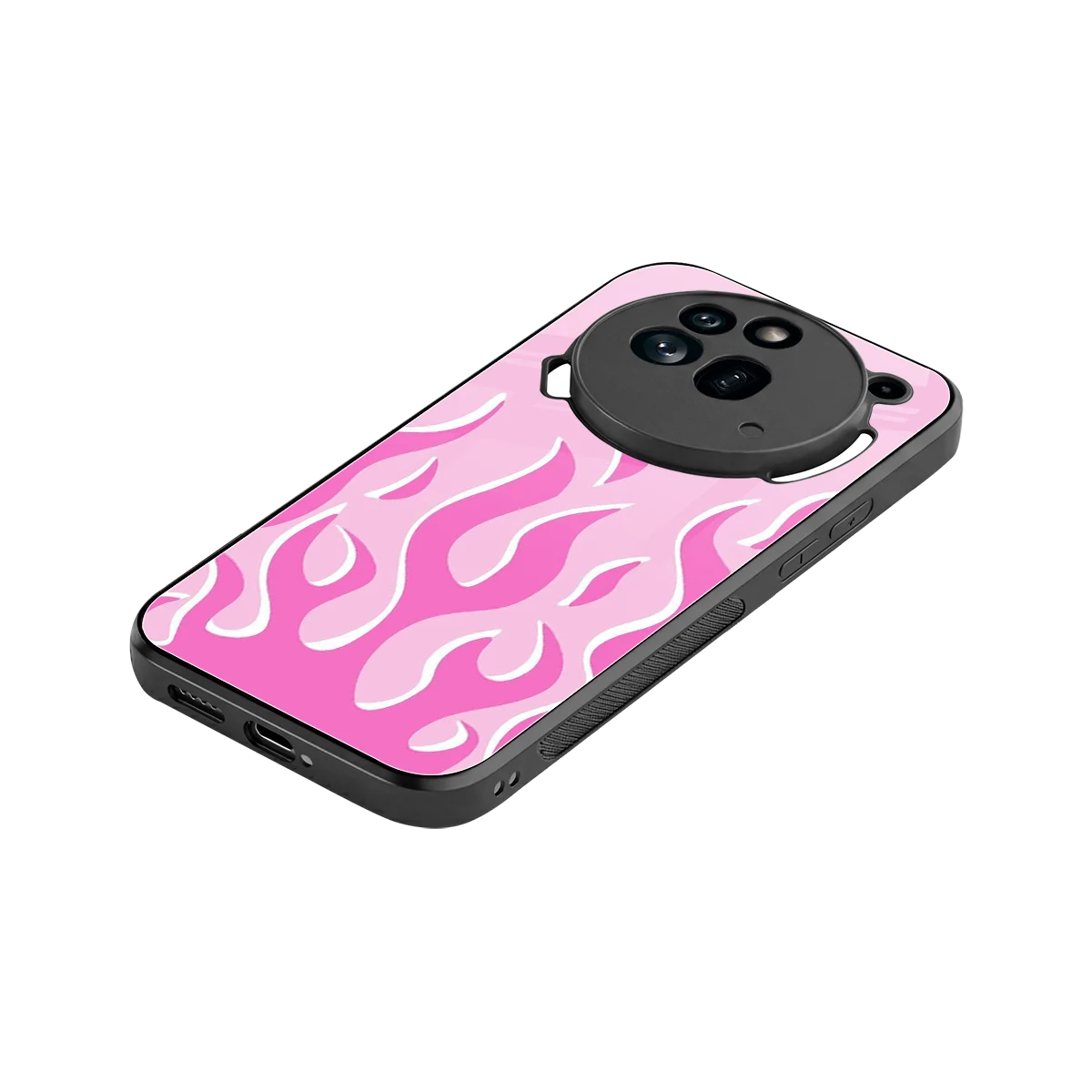 Y2K Retro Pink Flames stylish phone case for nothing phone 3a pro | glossy glass and slim fit