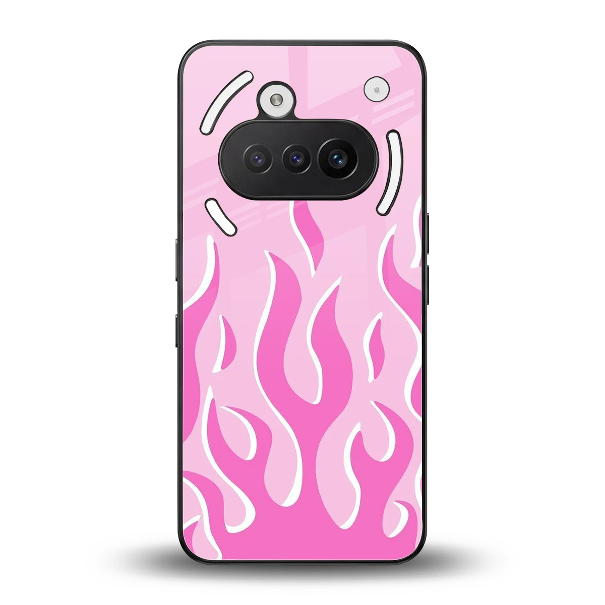 Y2K Retro Pink Flames back phone cover | glass case for nothing phone 3a