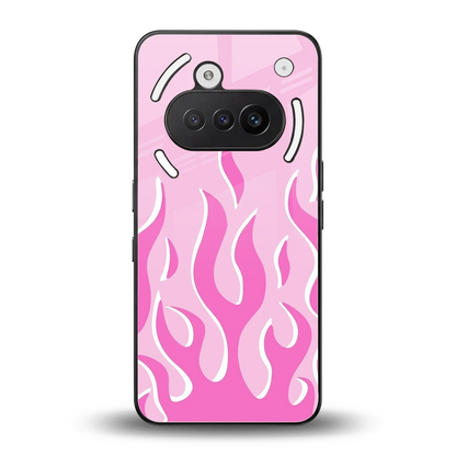 Y2K Retro Pink Flames back phone cover | glass case for nothing phone 3a