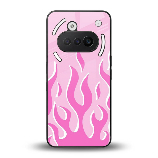 Y2K Retro Pink Flames back phone cover | glass case for nothing phone 3a