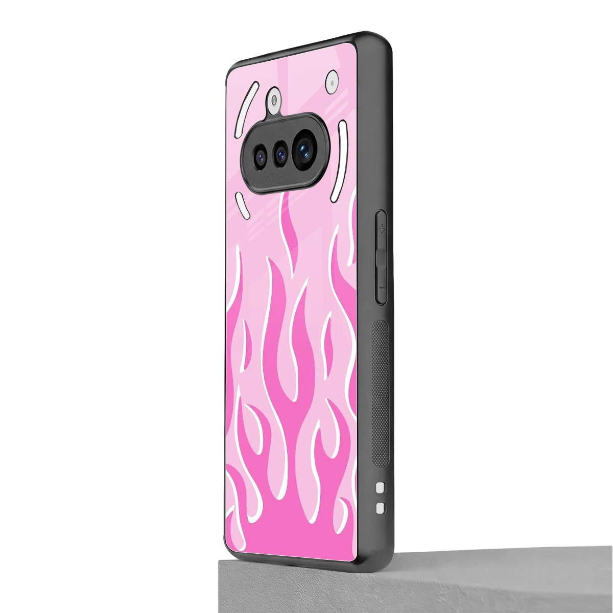 Y2K Retro Pink Flames nothing phone 3a mobile cover | shockproof glass phone case