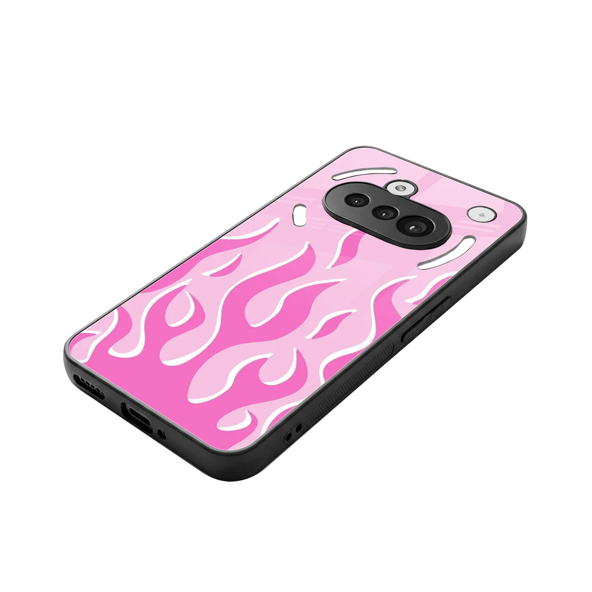 Y2K Retro Pink Flames stylish phone case for nothing phone 3a | glossy glass and slim fit