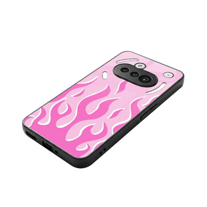 Y2K Retro Pink Flames stylish phone case for nothing phone 3a | glossy glass and slim fit