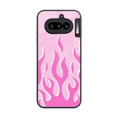 Y2K Retro Pink Flames back phone cover | glass case for nothing phone 4a