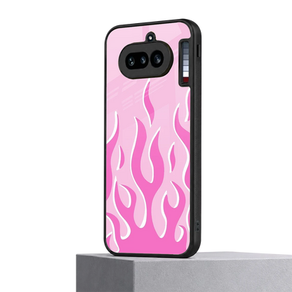 Y2K Retro Pink Flames nothing phone 4a mobile cover | shockproof glass phone case