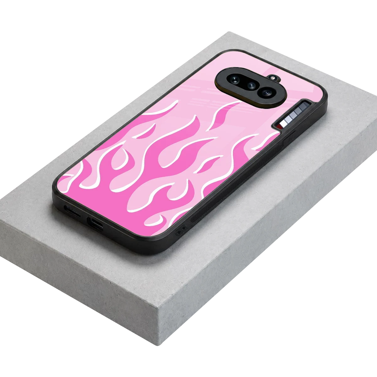 Y2K Retro Pink Flames stylish phone case for nothing phone 4a | glossy glass and slim fit