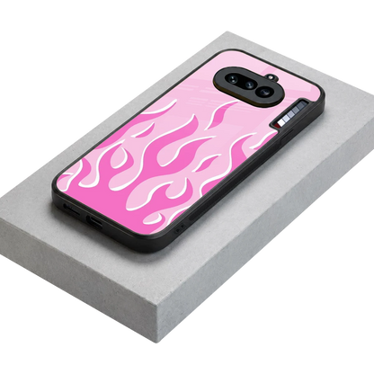 Y2K Retro Pink Flames stylish phone case for nothing phone 4a | glossy glass and slim fit
