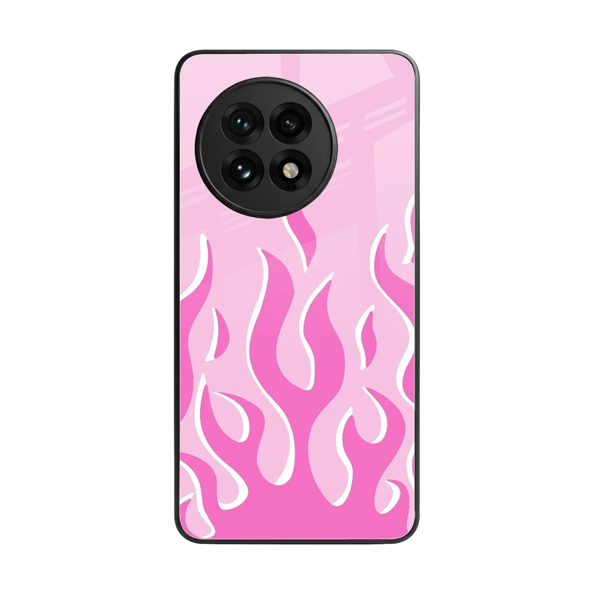 Y2K Retro Pink Flames back phone cover | glass case for oneplus 13r