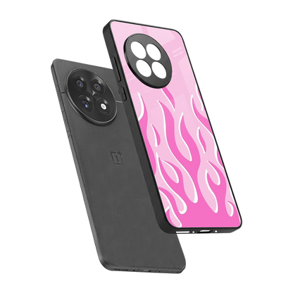 Y2K Retro Pink Flames sleek oneplus 13r cover with tempered glass back and TPU edges