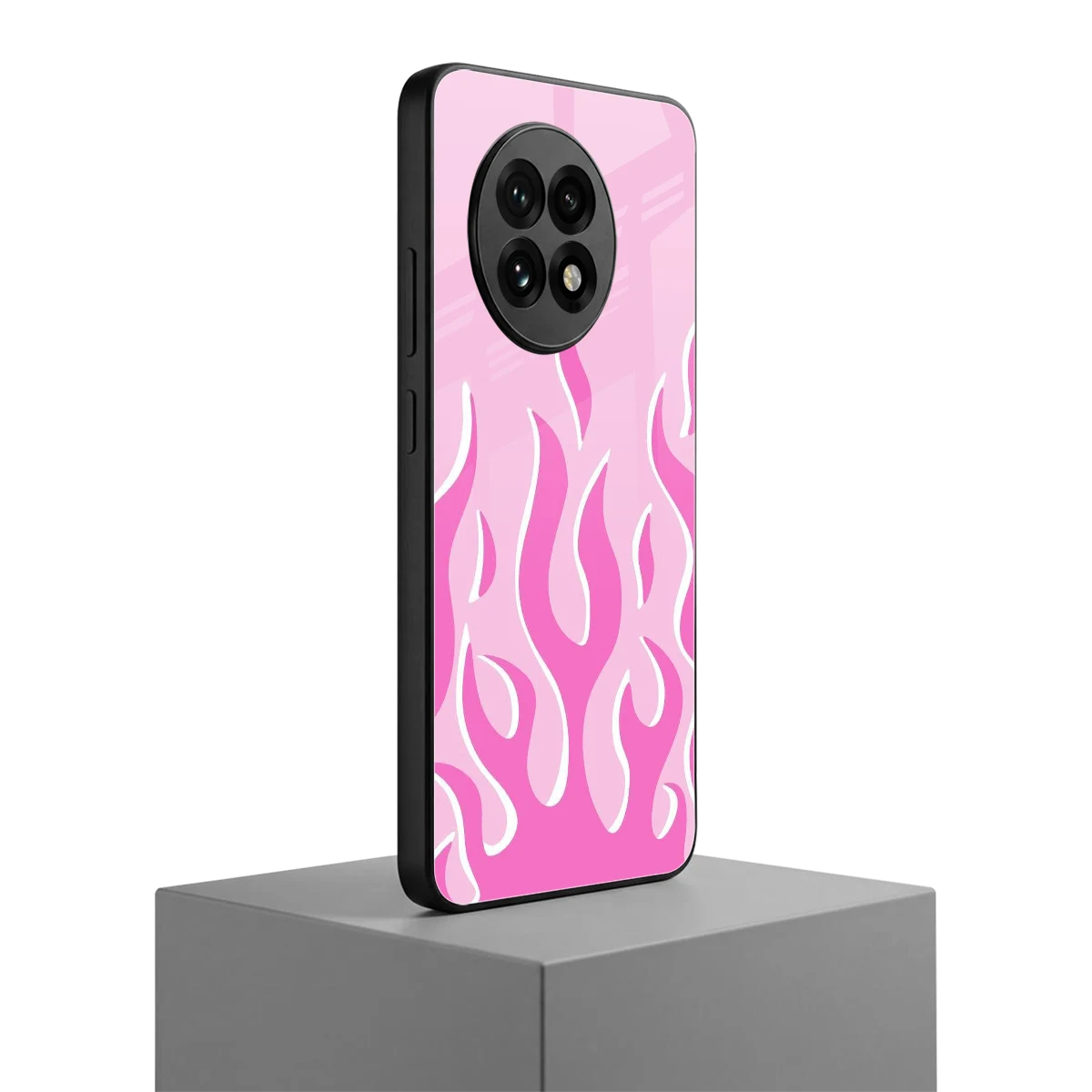 Y2K Retro Pink Flames oneplus 13r mobile cover | shockproof glass phone case