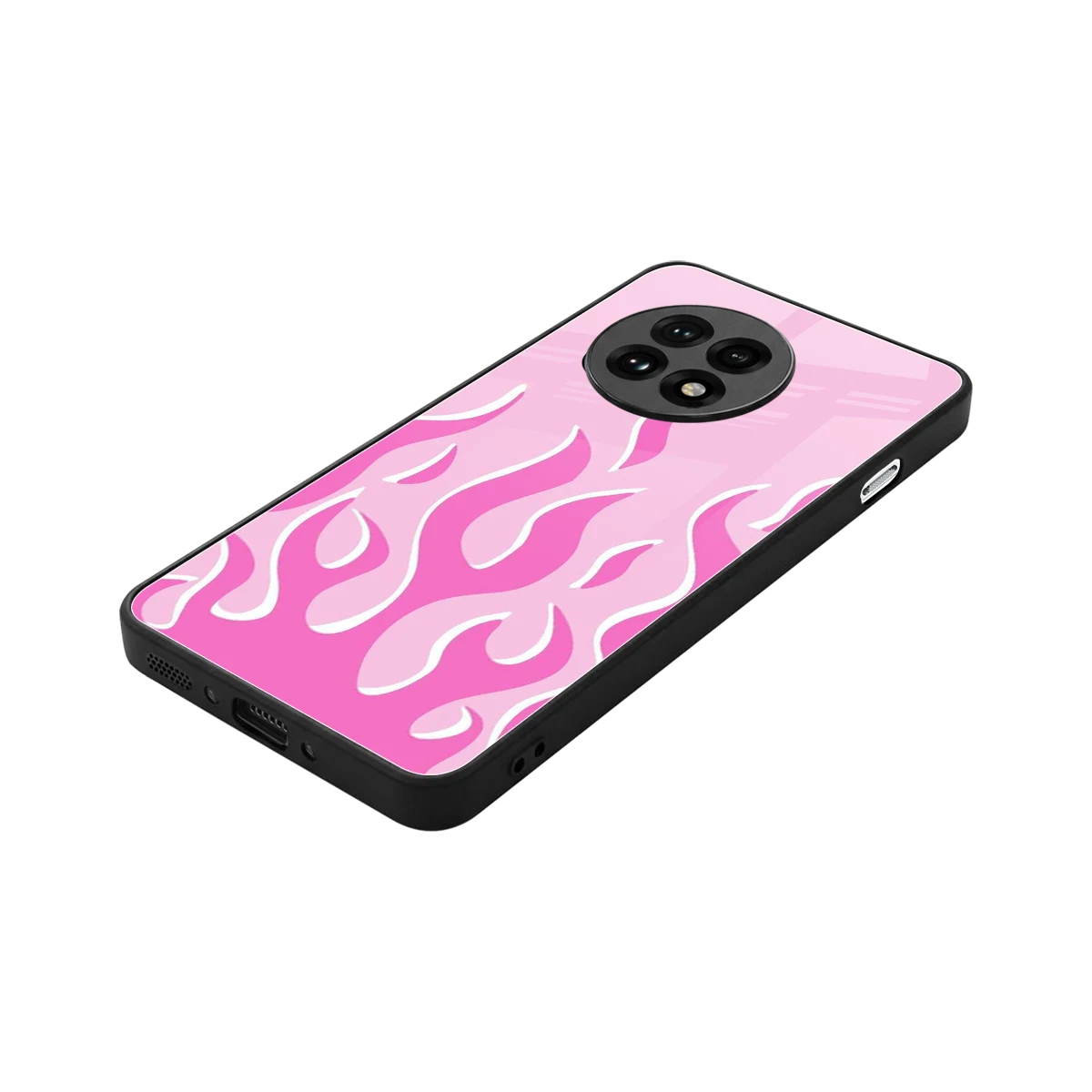 Y2K Retro Pink Flames stylish phone case for oneplus 13r | glossy glass and slim fit