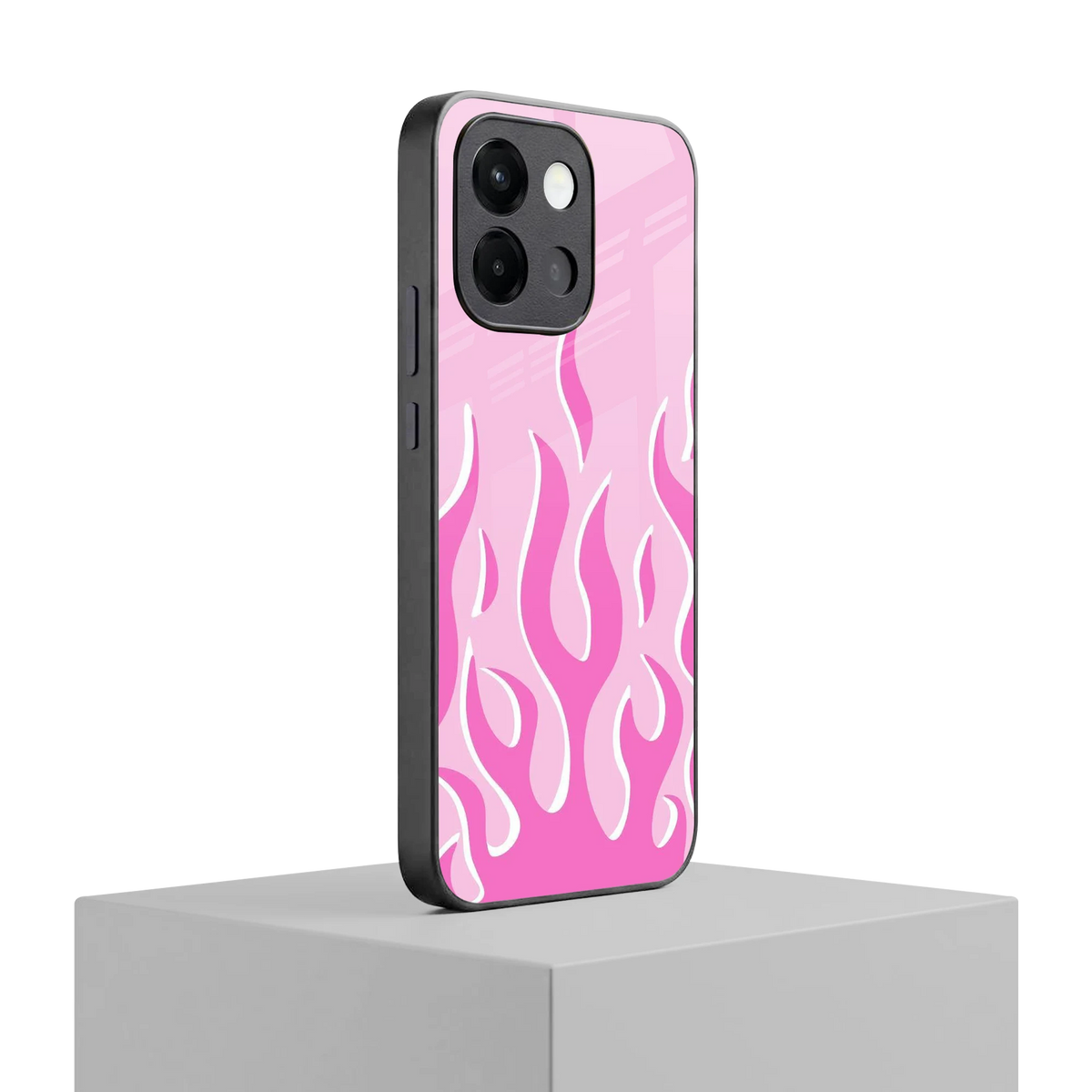 Y2K Retro Pink Flames oneplus 13s mobile cover | shockproof glass phone case