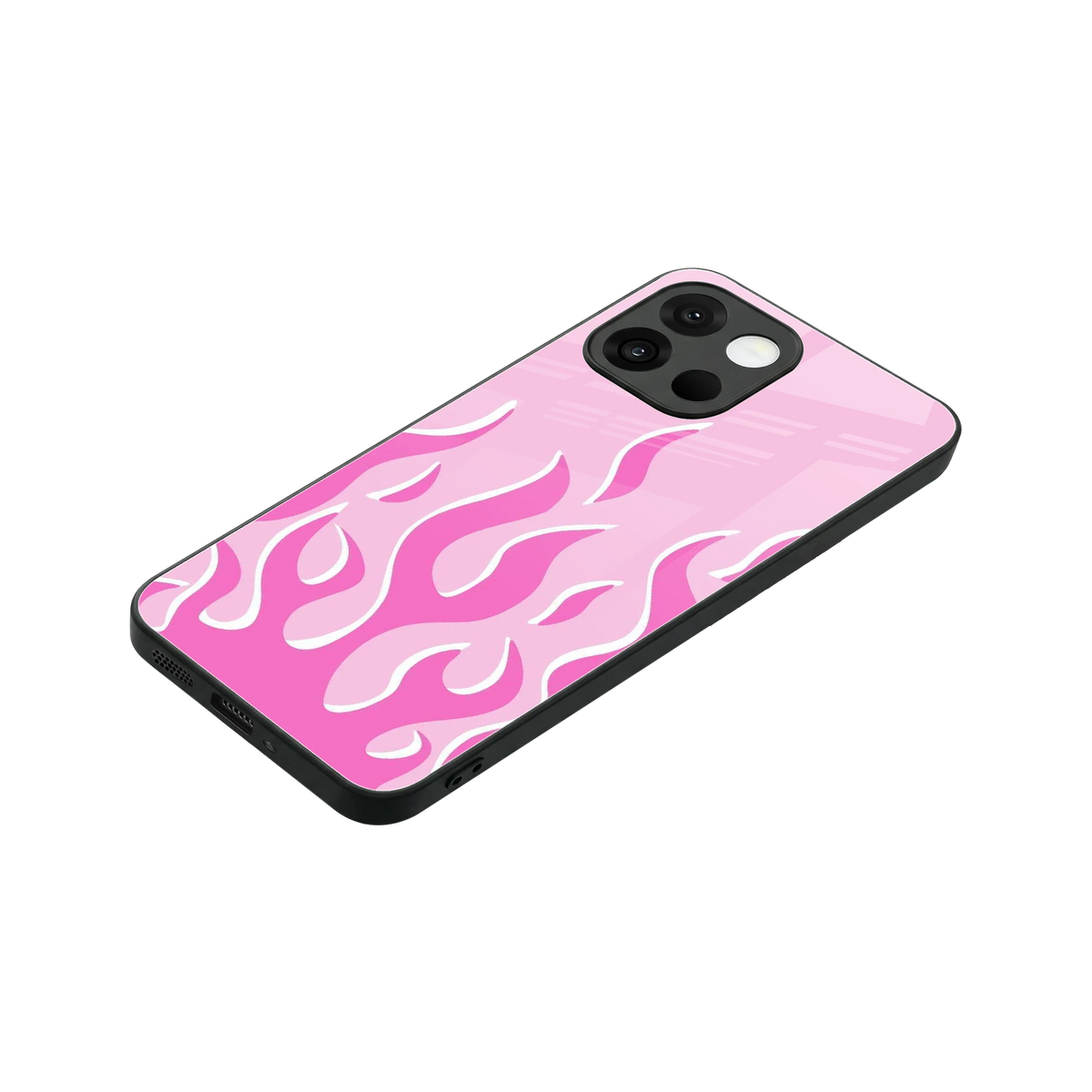 Y2K Retro Pink Flames stylish phone case for oneplus 13s | glossy glass and slim fit