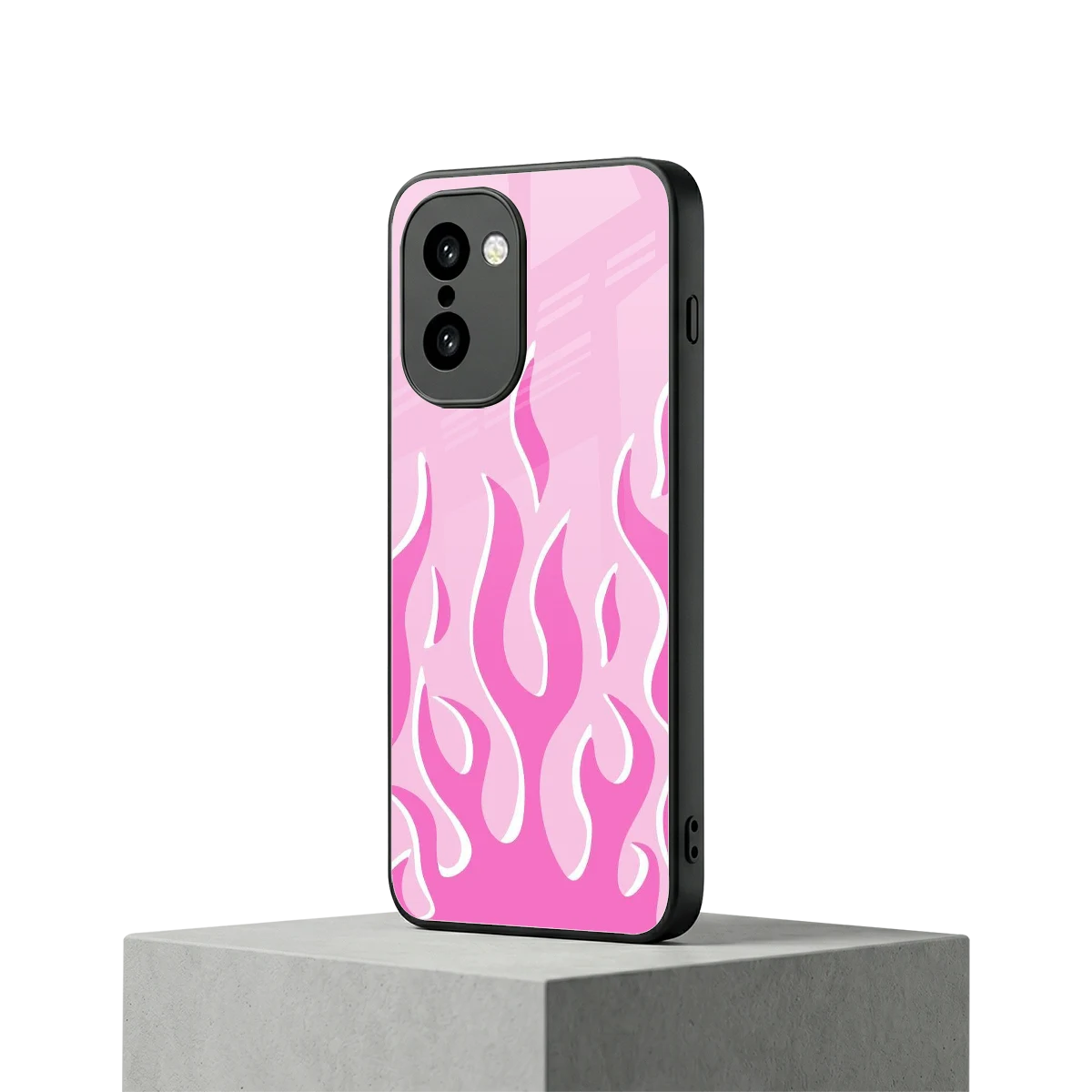 Y2K Retro Pink Flames oneplus 15r mobile cover | shockproof glass phone case