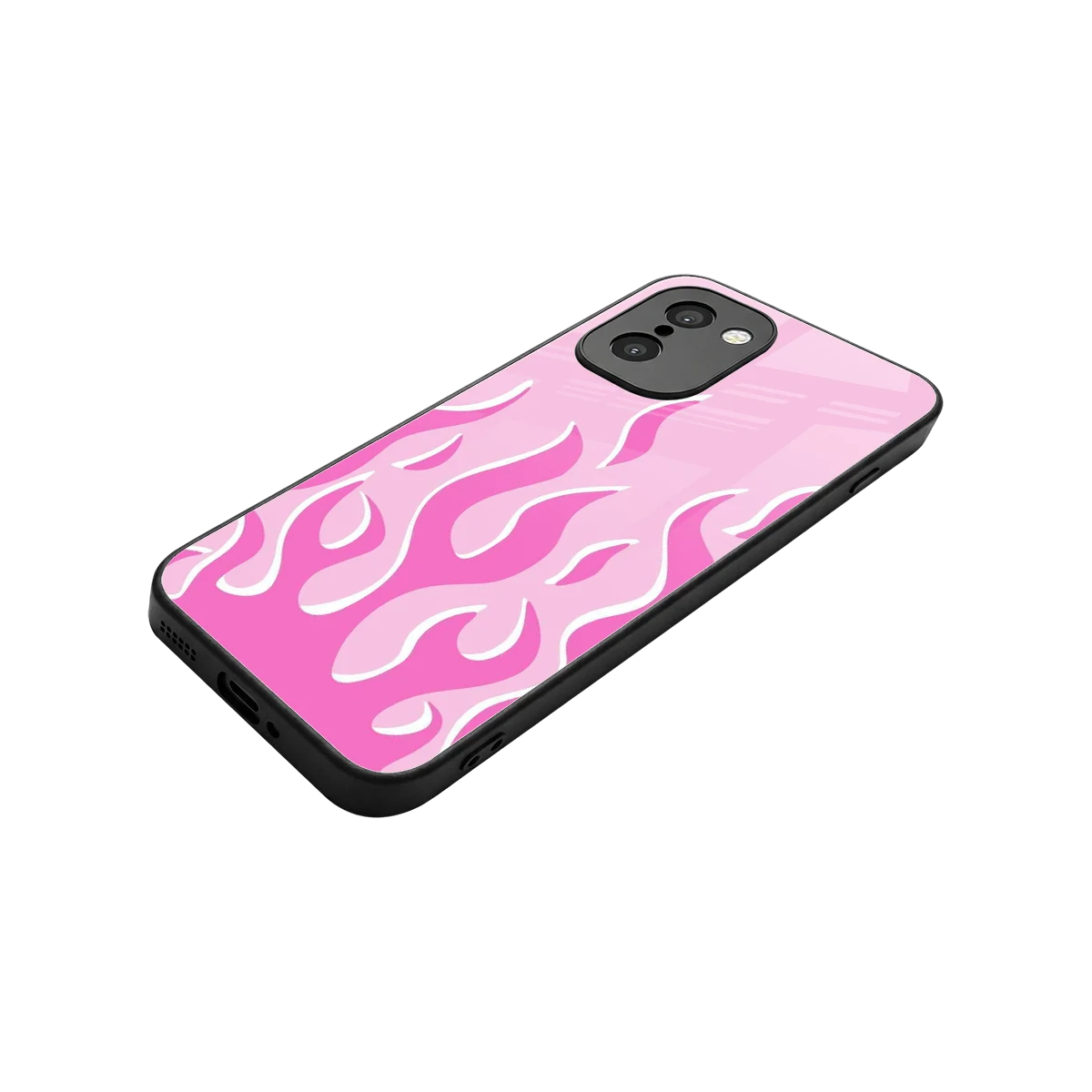 Y2K Retro Pink Flames stylish phone case for oneplus 15r | glossy glass and slim fit