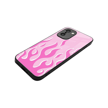 Y2K Retro Pink Flames stylish phone case for oneplus 15r | glossy glass and slim fit