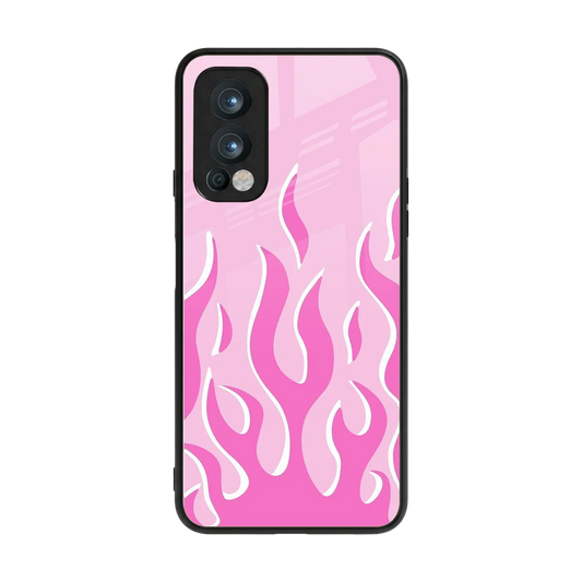 Y2K Retro Pink Flames back phone cover | glass case for oneplus nord 2