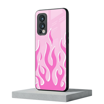 Y2K Retro Pink Flames oneplus nord 2 mobile cover | shockproof glass phone case