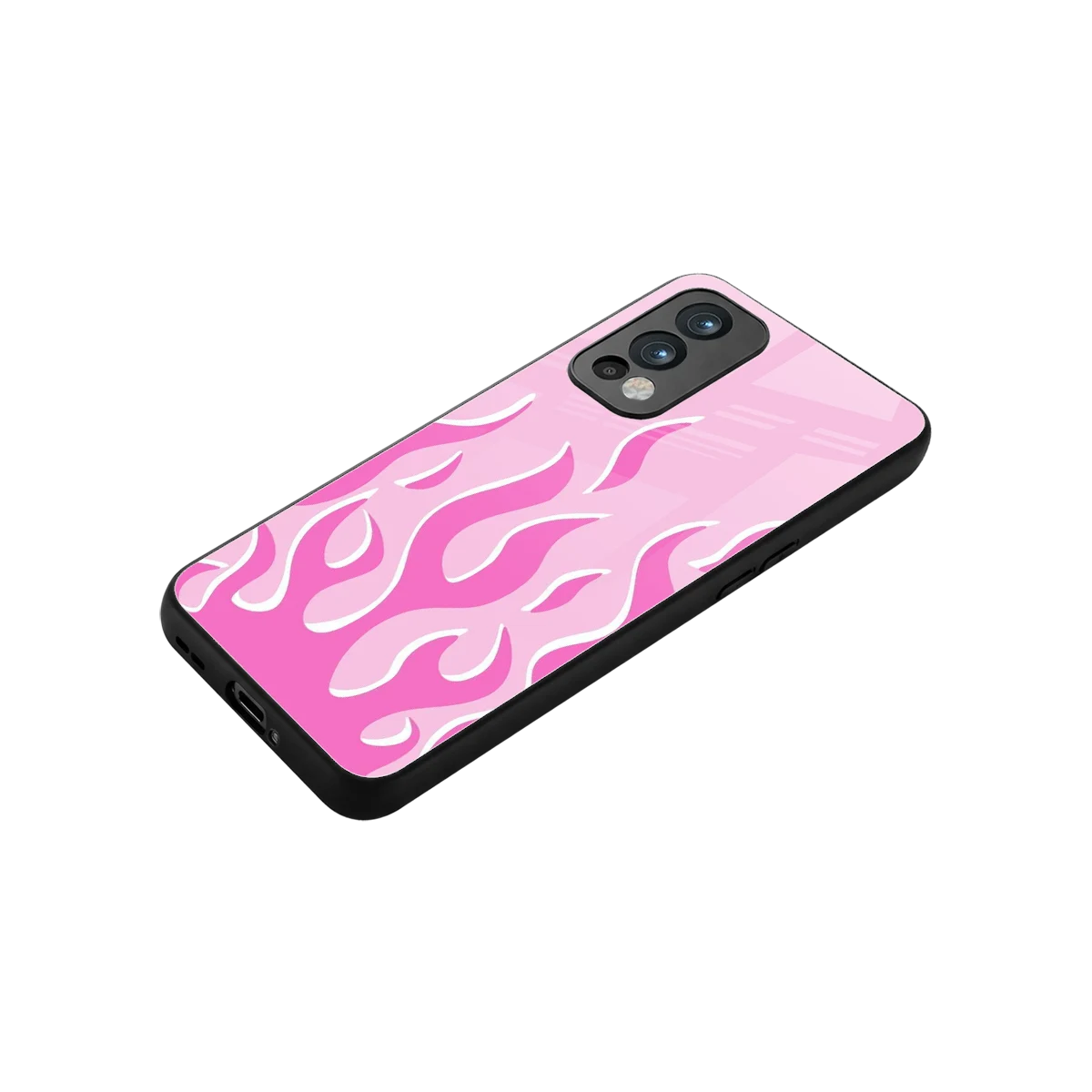 Y2K Retro Pink Flames stylish phone case for oneplus nord 2 | glossy glass and slim fit