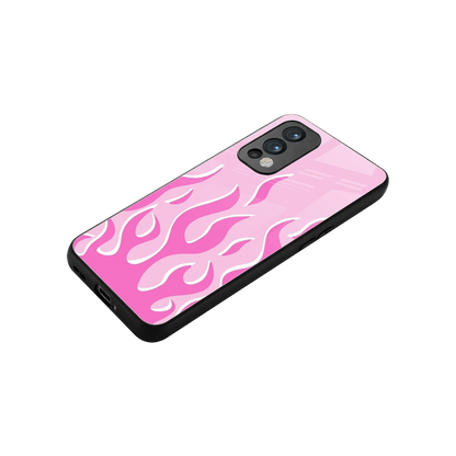 Y2K Retro Pink Flames stylish phone case for oneplus nord 2 | glossy glass and slim fit