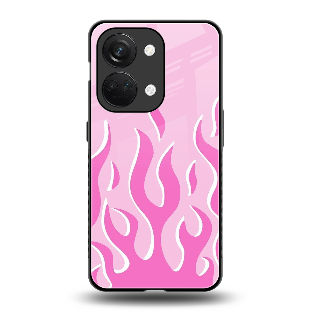 Y2K Retro Pink Flames back phone cover | glass case for oneplus nord 3