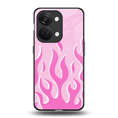 Y2K Retro Pink Flames back phone cover | glass case for oneplus nord 3