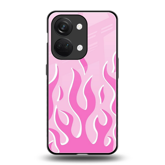 Y2K Retro Pink Flames back phone cover | glass case for oneplus nord 3