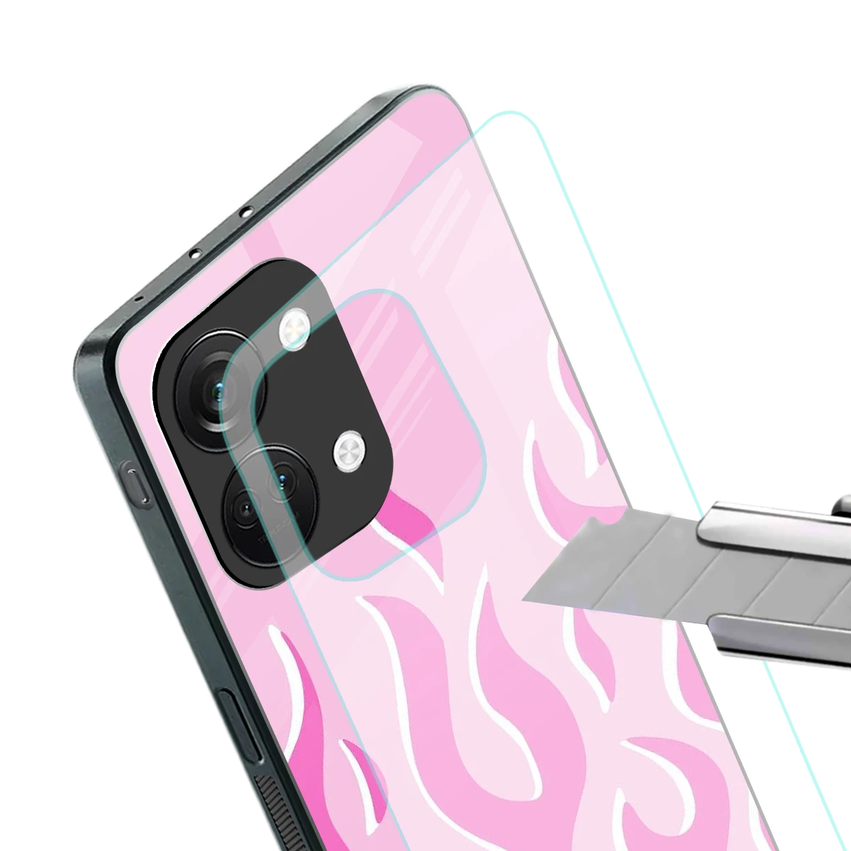 Y2K Retro Pink Flames stylish phone case for oneplus nord 3 | glossy glass and slim fit