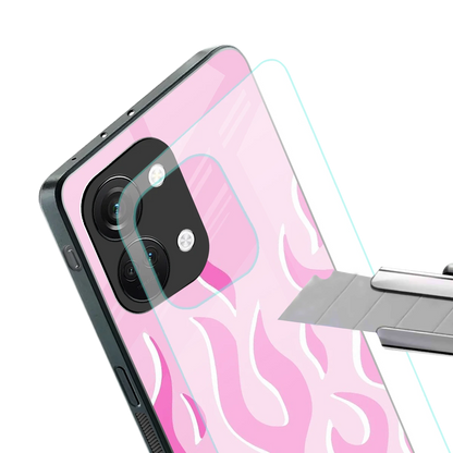 Y2K Retro Pink Flames stylish phone case for oneplus nord 3 | glossy glass and slim fit