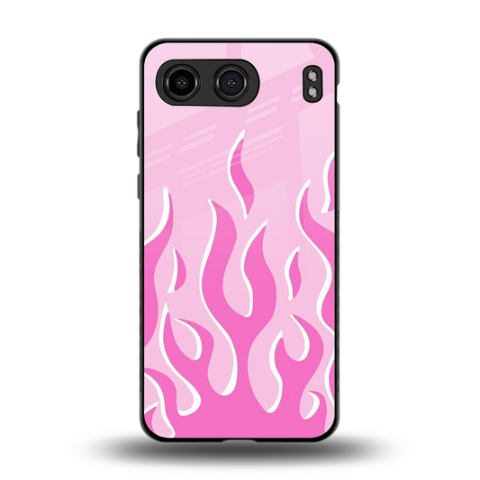 Y2K Retro Pink Flames back phone cover | glass case for oneplus nord 4