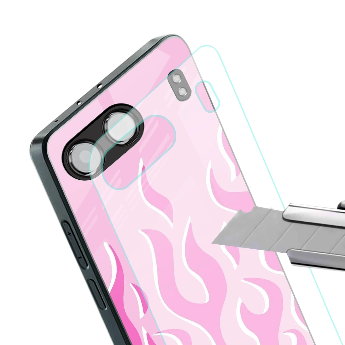 Y2K Retro Pink Flames stylish phone case for oneplus nord 4 | glossy glass and slim fit