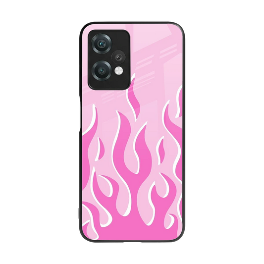 Y2K Retro Pink Flames back phone cover | glass case for oneplus nord ce 2 lite