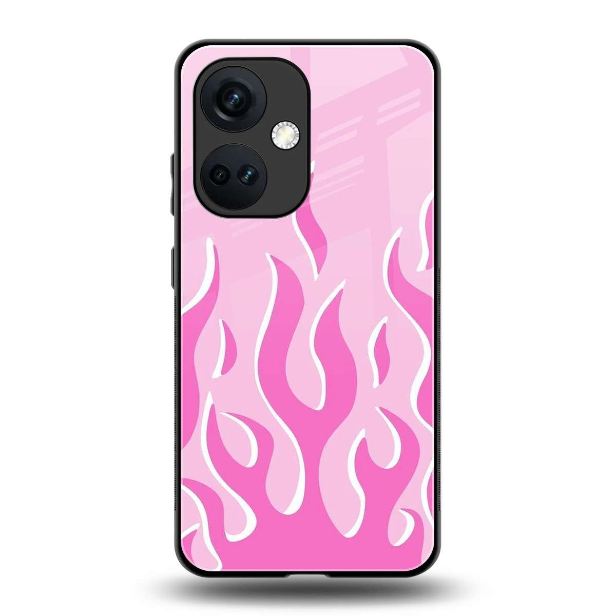 Y2K Retro Pink Flames back phone cover | glass case for oneplus nord ce 3