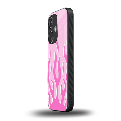 Y2K Retro Pink Flames oneplus nord ce 3 mobile cover | shockproof glass phone case
