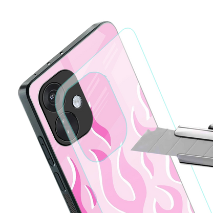 Y2K Retro Pink Flames stylish phone case for oneplus nord ce 3 | glossy glass and slim fit