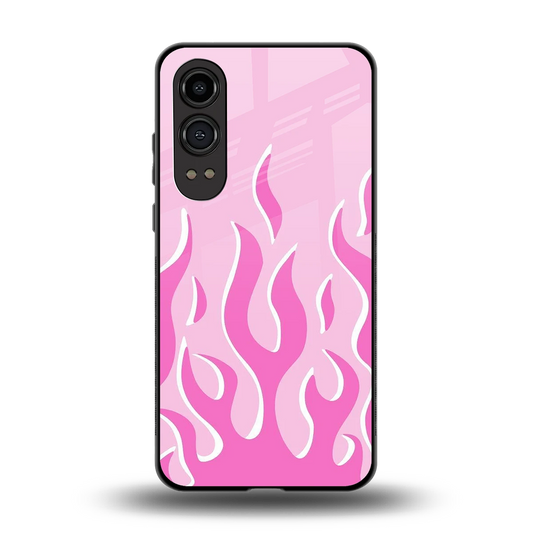 Y2K Retro Pink Flames back phone cover | glass case for oneplus nord ce 4 lite