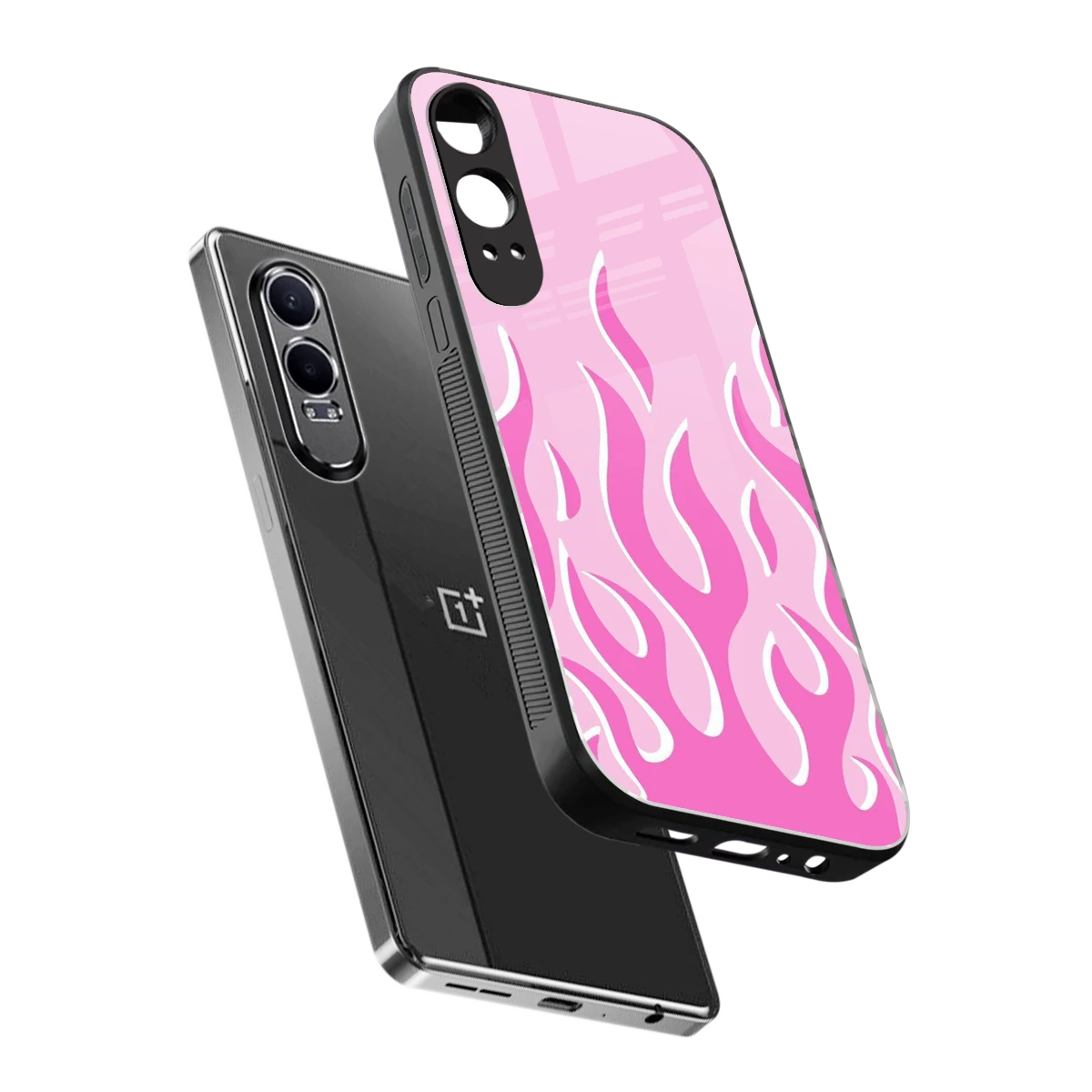 Y2K Retro Pink Flames sleek oneplus nord ce 4 lite cover with tempered glass back and TPU edges