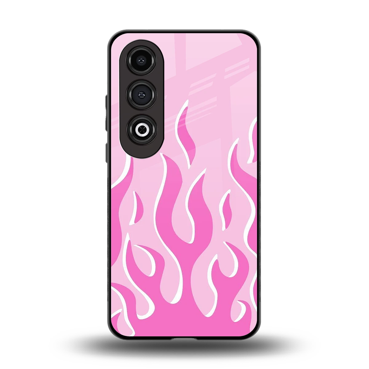 Y2K Retro Pink Flames back phone cover | glass case for oneplus nord ce 4