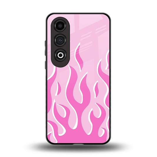 Y2K Retro Pink Flames back phone cover | glass case for oneplus nord ce 4